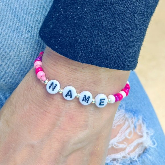 Lulu and Blue Jewelry - Personalized Letter Bead Bracelet Stretcy Cord